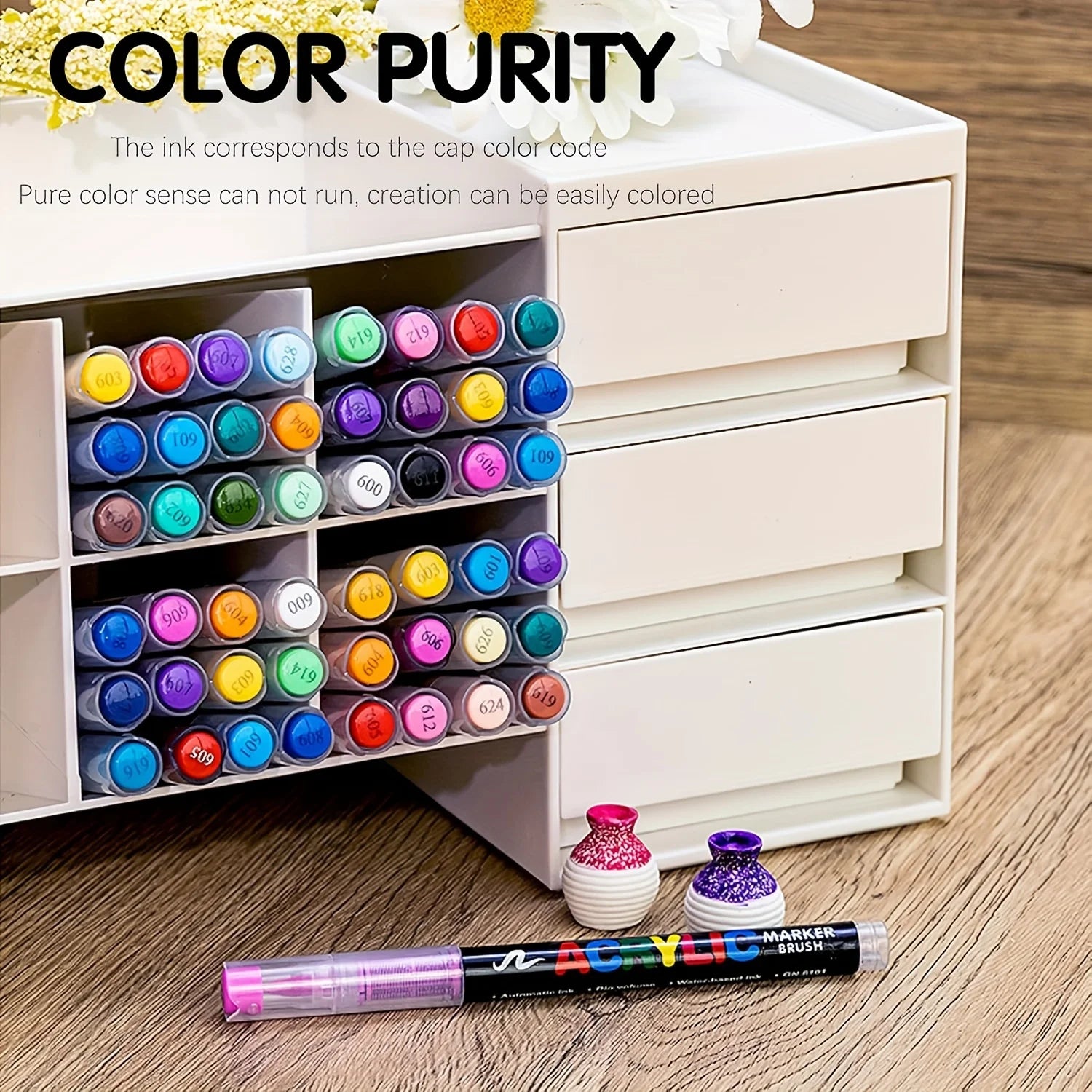 Acrylic  Markers Brush Tip Paint Marker 12-72 Colors Acrylic Paint Pen for Rock Canvas Wood Ceramic Adult Coloring DIY Crafts