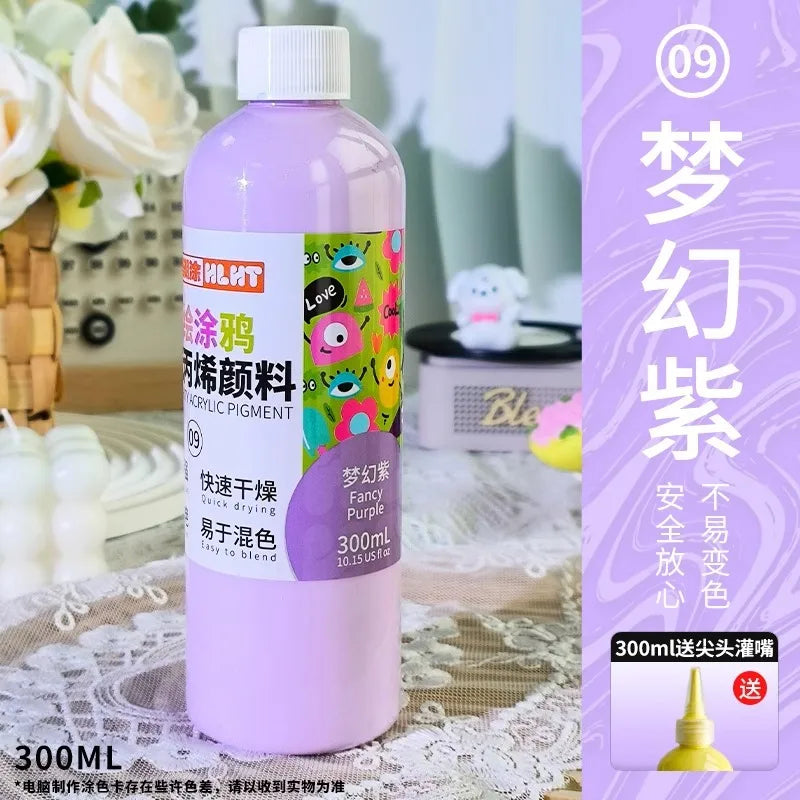 300ml/500ml Acrylic Pigment Macaron Color Long-lasting Color Not Easy To Fade for Stone Canvas Glass Wood Painting Graffiti