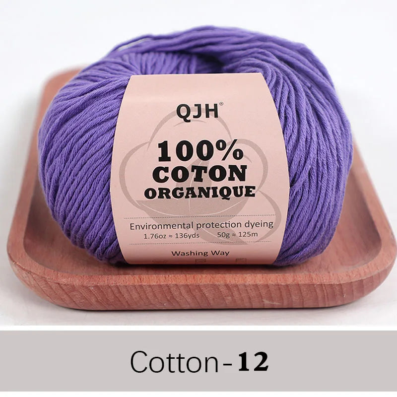 QJH 100% Cotton Yarn, Cotton Baby Sport Weight Yarn, Amigurumi Yarn, Summer Soft Yarn, Crochet/Knitting Yarn - 6 Pcs