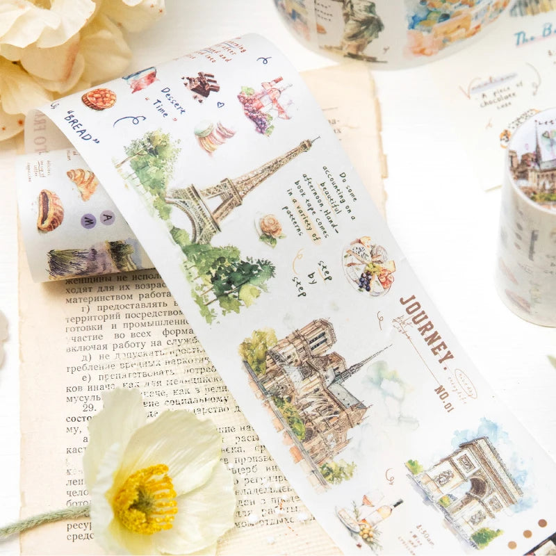 Journal GO 7.5x200cm Decorative Adhesive Washi Tape Romantic Travel Junk Journal DIY Masking Tape Scrapbooking Stickers