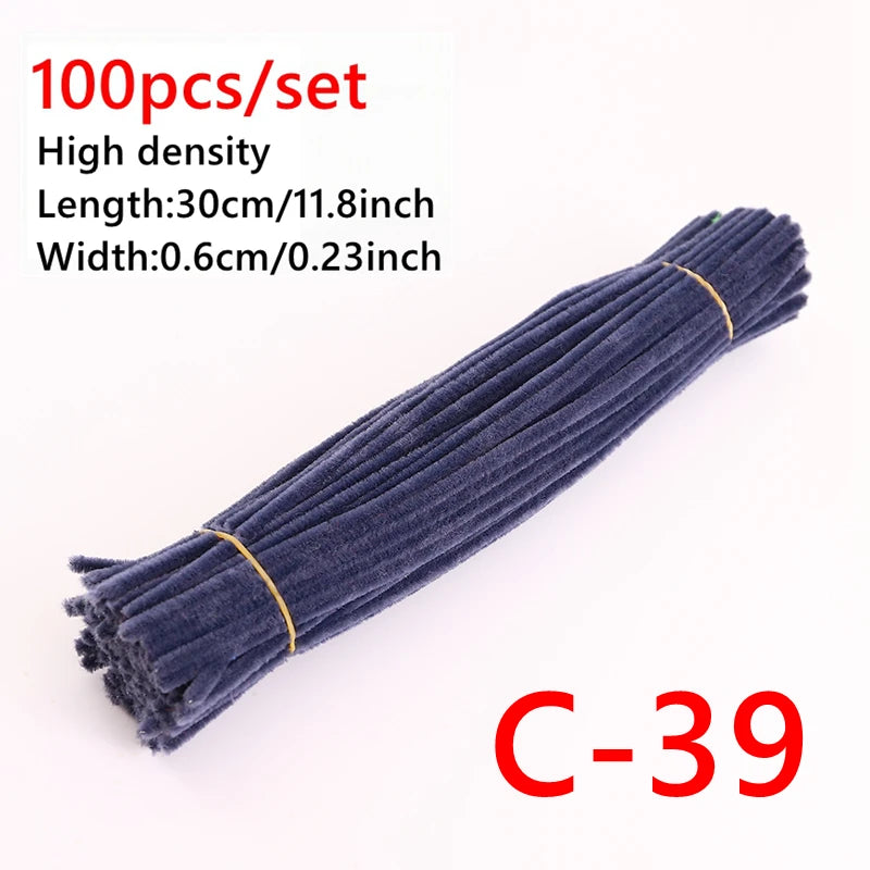 100 Pcs Colorful Chenille Stems Pipe Cleaners Plush Tinsel Stem Wired Sticks Twist Stick Hair Strip DIY Craft Educational Toys