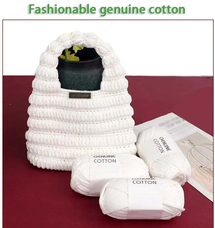 150g Genuine Cotton Hollow Cotton Core Milk Cotton Yarn Crochet Hook Shoe Scarf Bag Hat Handmade DIY Knitting Blanket Material Kit Yarn 1 Piece = 3 Pieces = 150 Grams