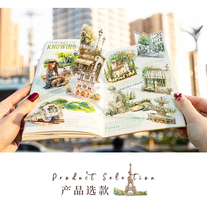 50pcs，Travel Scenery Themed Stickers Pack, Scrapbook Stickers，Perfect for Notebook Phone Case Diary Deco，Stationery  Supplies