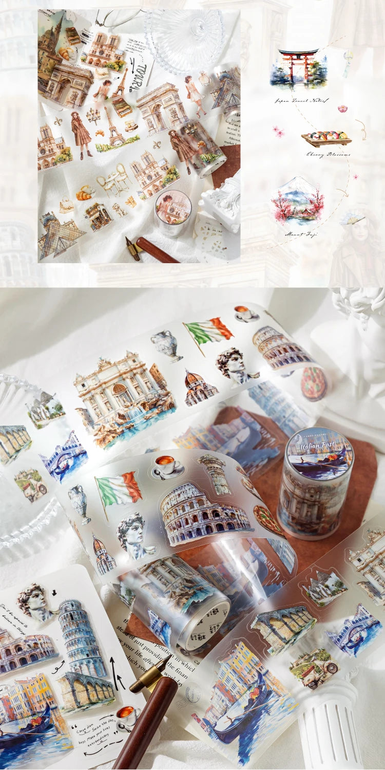 60mm*2m PET Travel Landscape Tape Stickers Creativity Hand Account Adhesive hand made Diy Junk Journal Scrapbooking Supplies