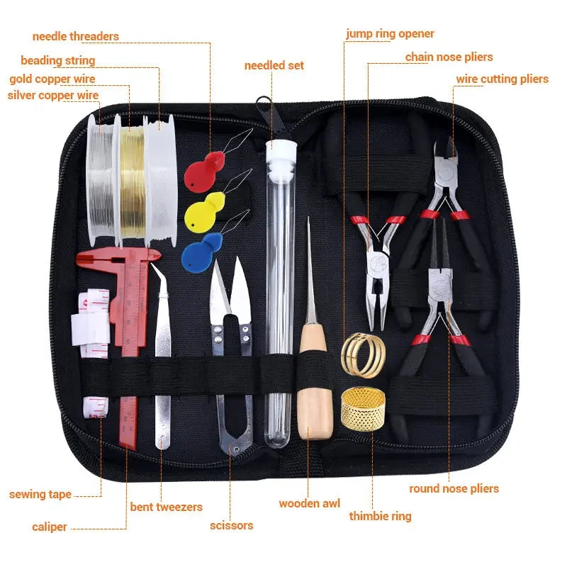 Jewelry Making Supplies Kit with Jewelry Tools, Jewelry Copper Wires Thread and Jewelry Findings for Jewelry Making