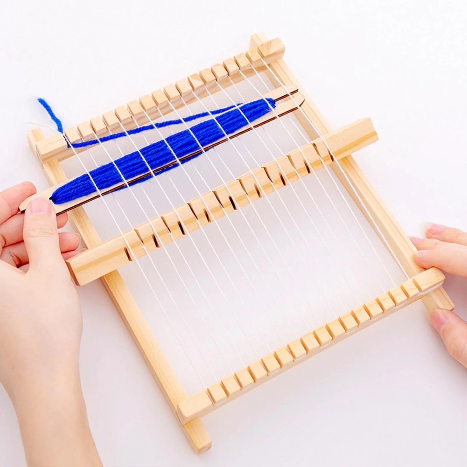 Traditional Wooden Hand Knitting Weaving Loom Toy Set for Kids with Accessories DIY Craft Box Home Educational Art Tool
