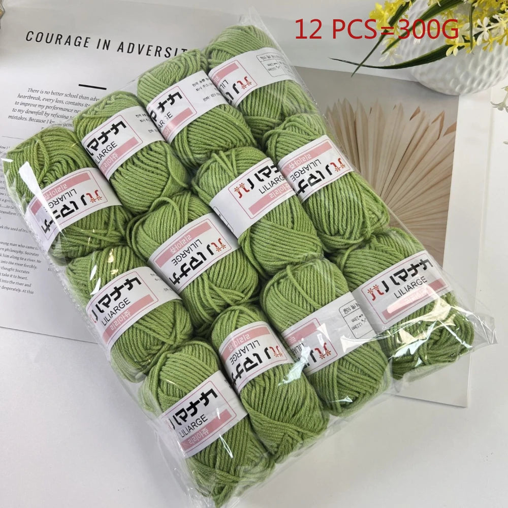 12PCS 300g Milk Yarn Handmade Coarse DIY Weaving Yarn Ball For Sweater Hat Scarve And Other Clothing Soft Crochet Knitting Yarn