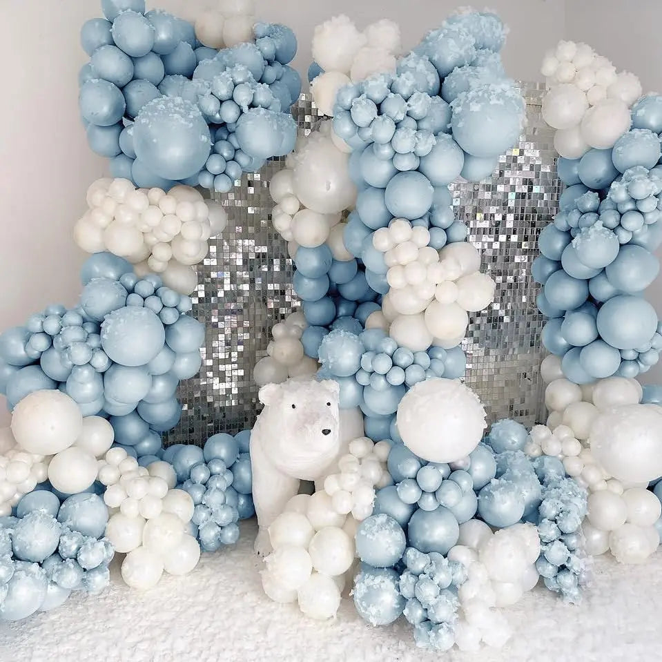 Pearl Blue Balloons Double Stuffed Baby Blue Balloons Garland Arch Kit for Birthday Baby Bridal Shower Wedding Party Decorations