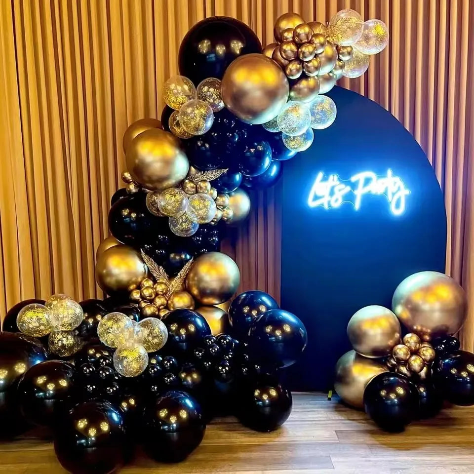 107pcs Black and Metallic Gold Balloons for Birthday New Year Wedding Graduation Party Baby Shower Decorations