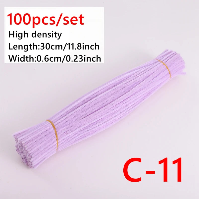 100 Pcs Colorful Chenille Stems Pipe Cleaners Plush Tinsel Stem Wired Sticks Twist Stick Hair Strip DIY Craft Educational Toys