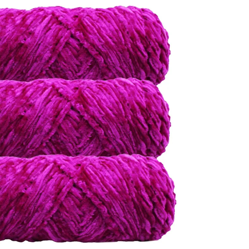 3 Pack Edelweiss DIY Material Pleuche Chenille Yarn Gold Luster Velvet Knitting Woven for Pendant / Sweater 300g 540m