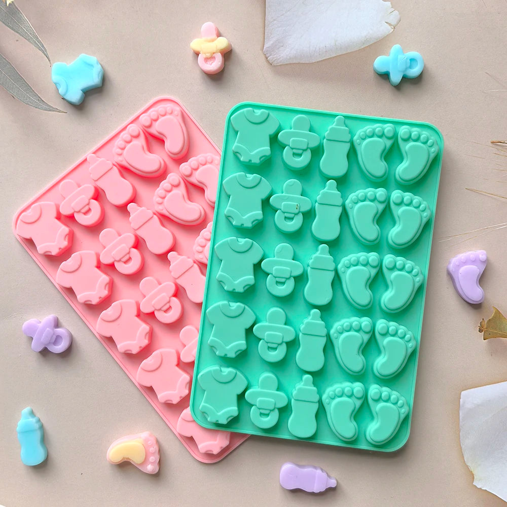 25 Hole Chocolate Baking Silicone Mold DIY Nipple Bottle Clothing Foot Candy Biscuit Mold Suitable for Cake Decoration Mold