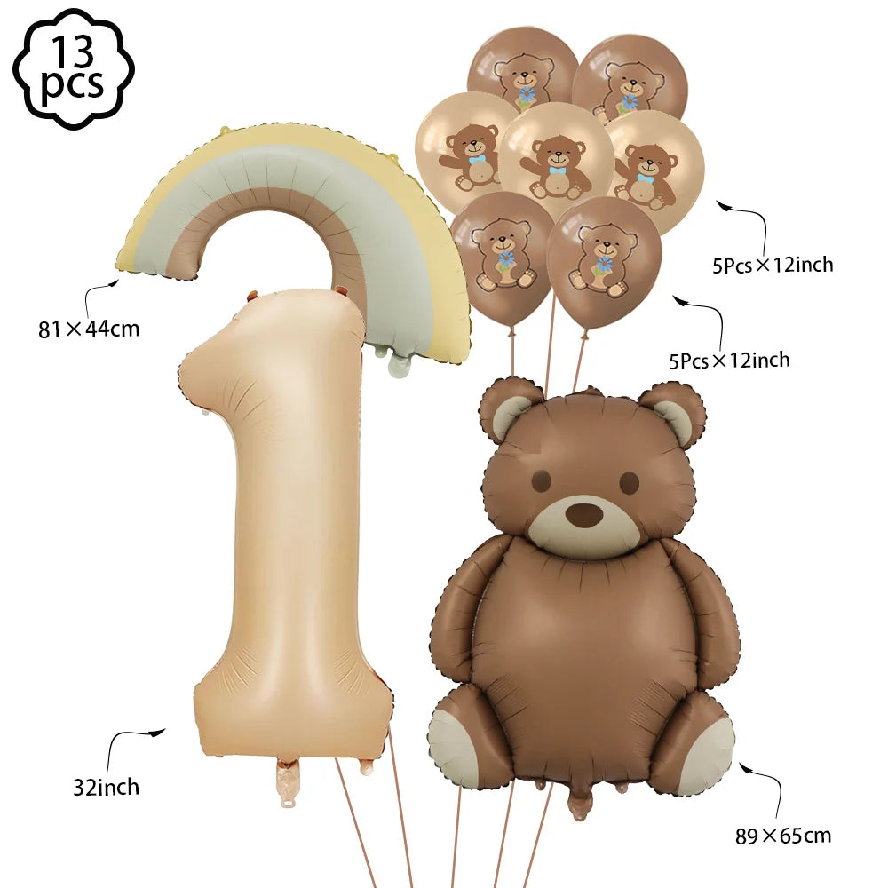 Brown Teddy Bear disposable tableware Teddy Bear party napkins plates cups kids Teddy Bear Birthday Party decoration Baby Shower