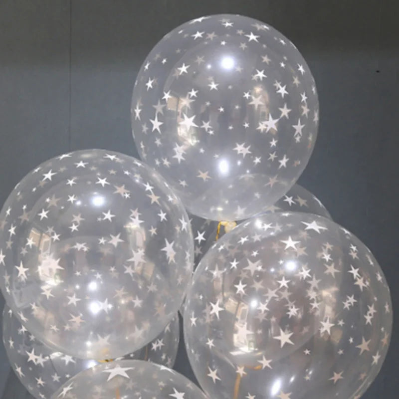 30PCS/PACK Black and White Latex Balloon Transparent Star Balloon Set