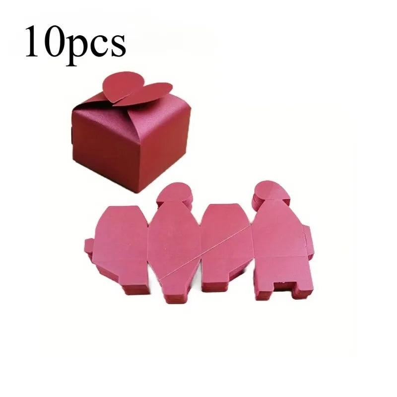 10/30/50Pcs Colorful Heart-shaped Candy Gift Box Wedding Favor Chocolate Packaging Box Birthday Valentine's Day Party Supplies