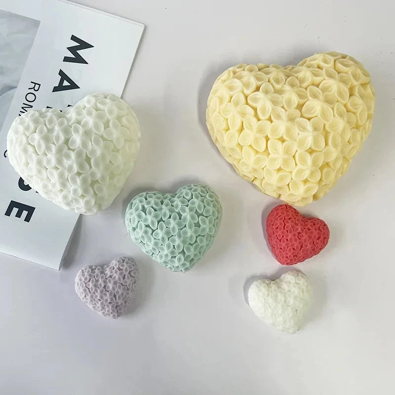 3D Heart-shaped Flower Silicone Candle Molds DIY Love Chocolate Cake Baking Soap Gypsum Handicraft Making Valentine's Day Gift