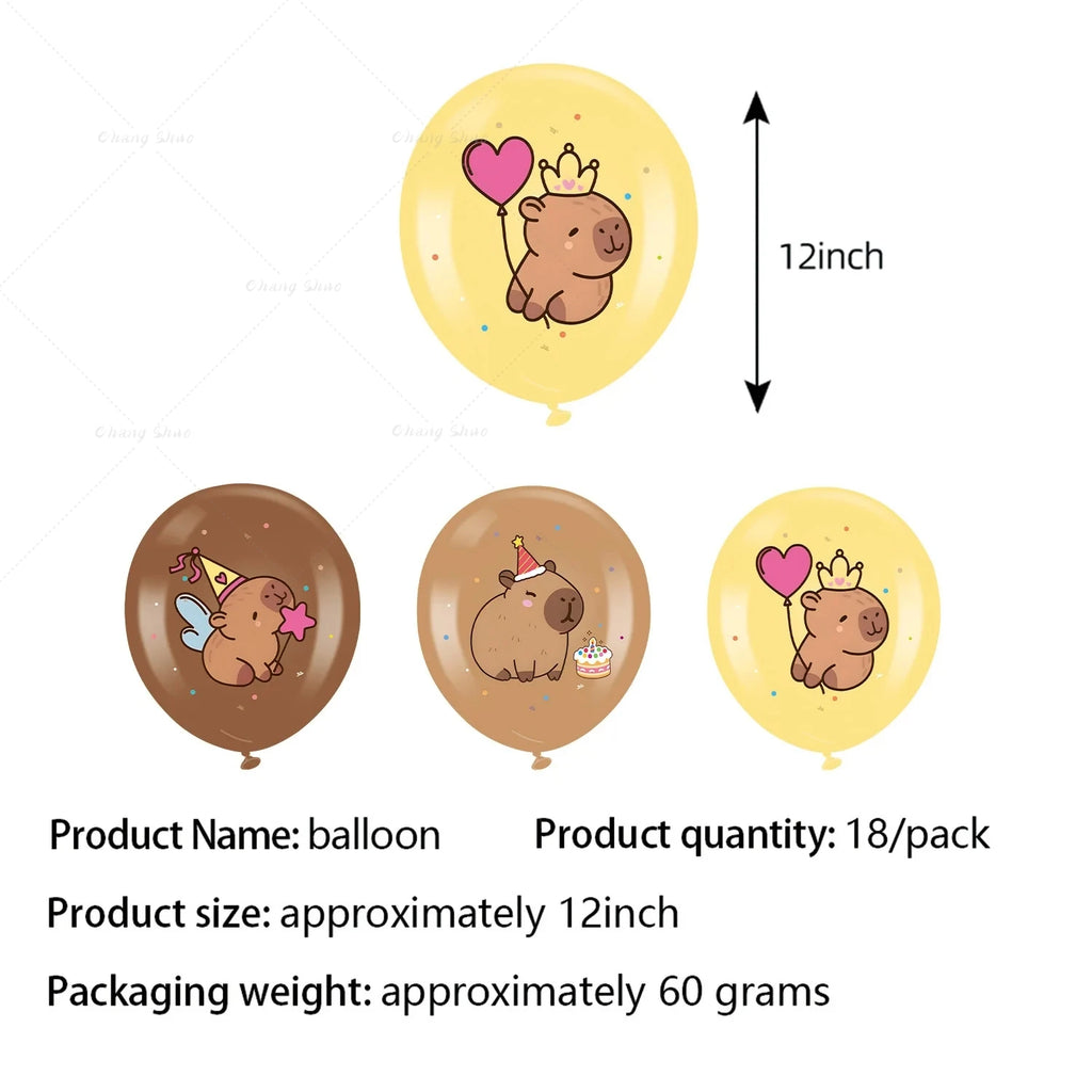 Capybara Latex Balloons 12Inch Cute Capybara Ballons For Kids Birthday, Baby Shower, Capybara Theme Party Decorations