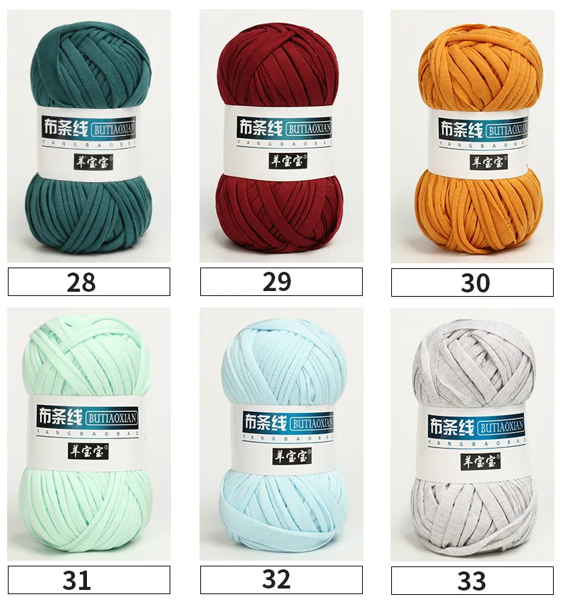 100g T Shirt Knitting Yarn For Crochet Bag Hat Slippers Coaster Blanket Thread Soft Polyester Woven Yarn Thick Soft Cloth Yarn