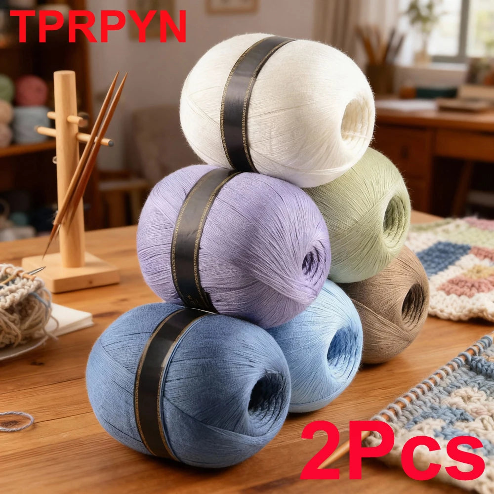 2Pcs Silk Cotton Yarn hand knitting Thin Lace yarn for Crocheting knit Sweater Shawls Scarves hat line Crochet amigurmi thread