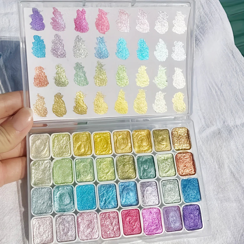 32-Color Metallic Paint Collection – Fresh Pastels to Deep Retro Shades, Bring Luster to Every Unique Artistic Expression