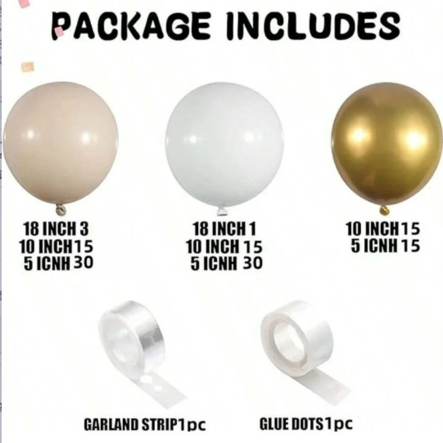 124pc Balloon Metallic Latex Balloon for Wedding Bridal Shower Birthday Bachelorette  Fancy Dress Party Decorative Background