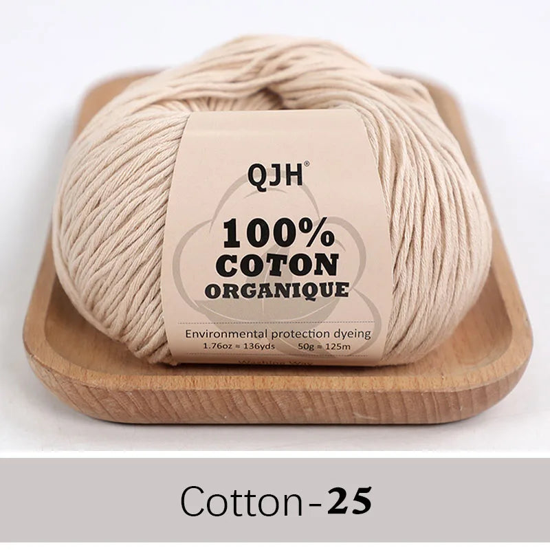 QJH 100% Cotton Yarn, Cotton Baby Sport Weight Yarn, Amigurumi Yarn, Summer Soft Yarn, Crochet/Knitting Yarn - 6 Pcs