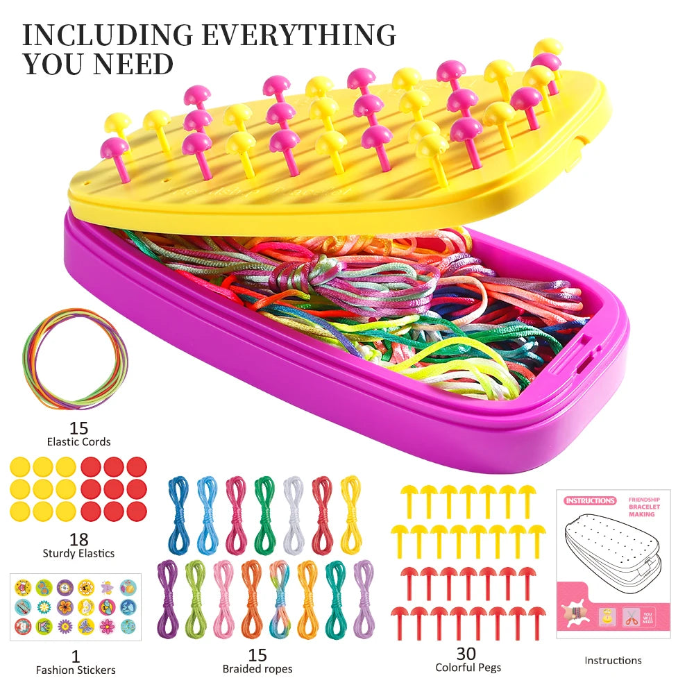 Handmade Knitting Tool Bracelet Crafting Kit, Children's DIY Friendship Bracelets and Necklaces