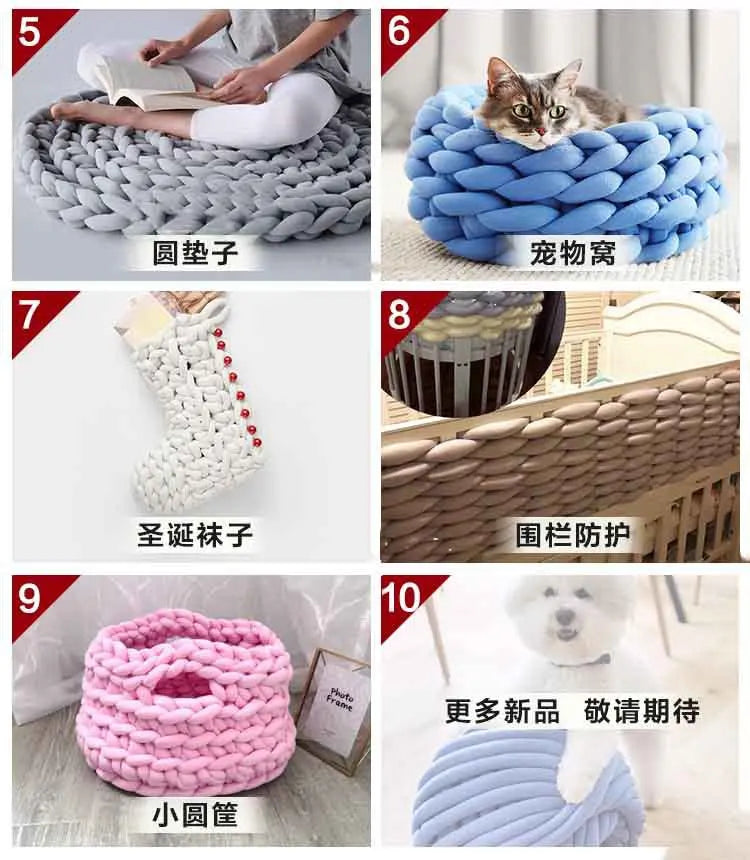 1KG Thick Super Bulky Chunky Yarn for Hand Knitting Crochet Soft Big Cotton DIY Arm Knitting Roving Spinning Yarn for Blanket