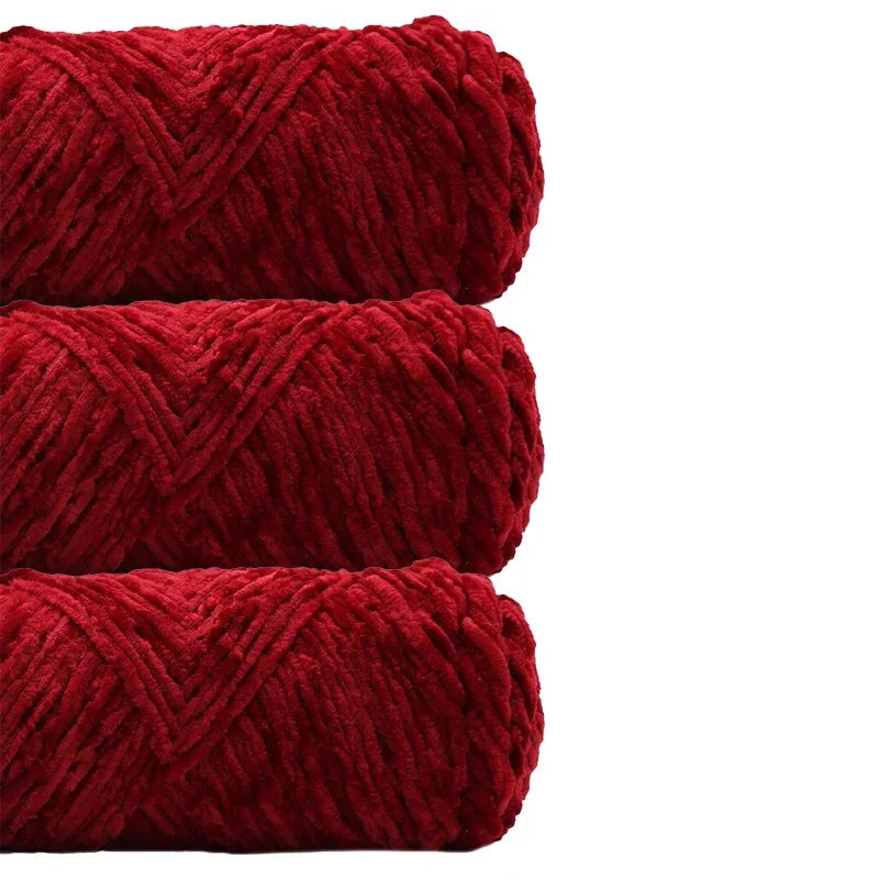 3 Pack Edelweiss DIY Material Pleuche Chenille Yarn Gold Luster Velvet Knitting Woven for Pendant / Sweater 300g 540m