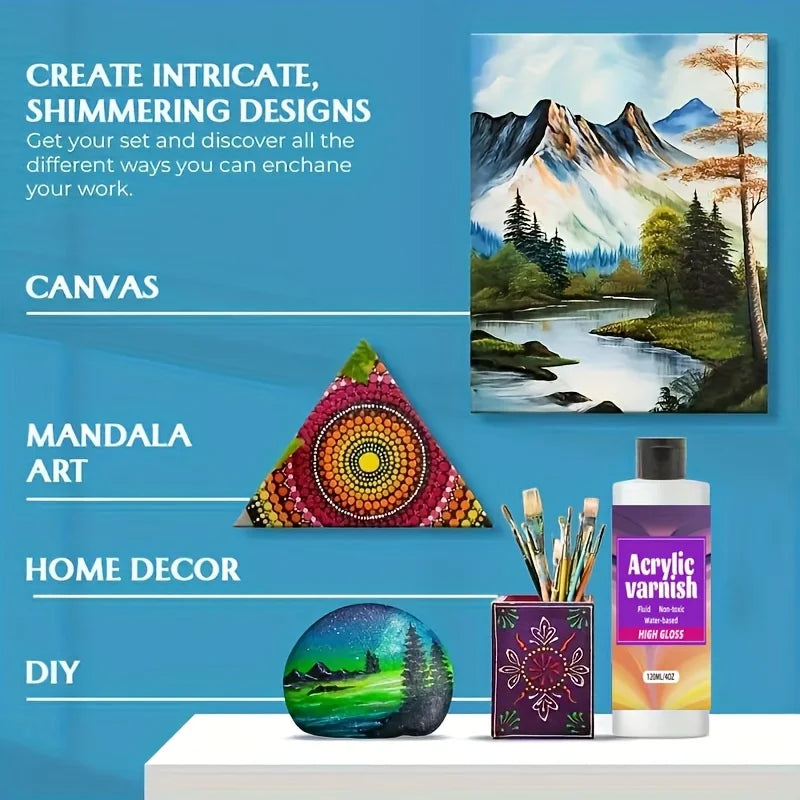 1pc 60/120/200ML High Gloss Acrylic Varnish Non-toxic Water-based Non-Yellowing Gloss Varnish DIY Crafts Protective Coating