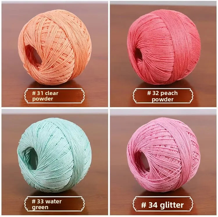 6-Strand Cotton Linen Lace Yarn Handmade Crochet Thread Medium Fine Hooking DIY Material Kit Children's Sweater Crochet Needl...