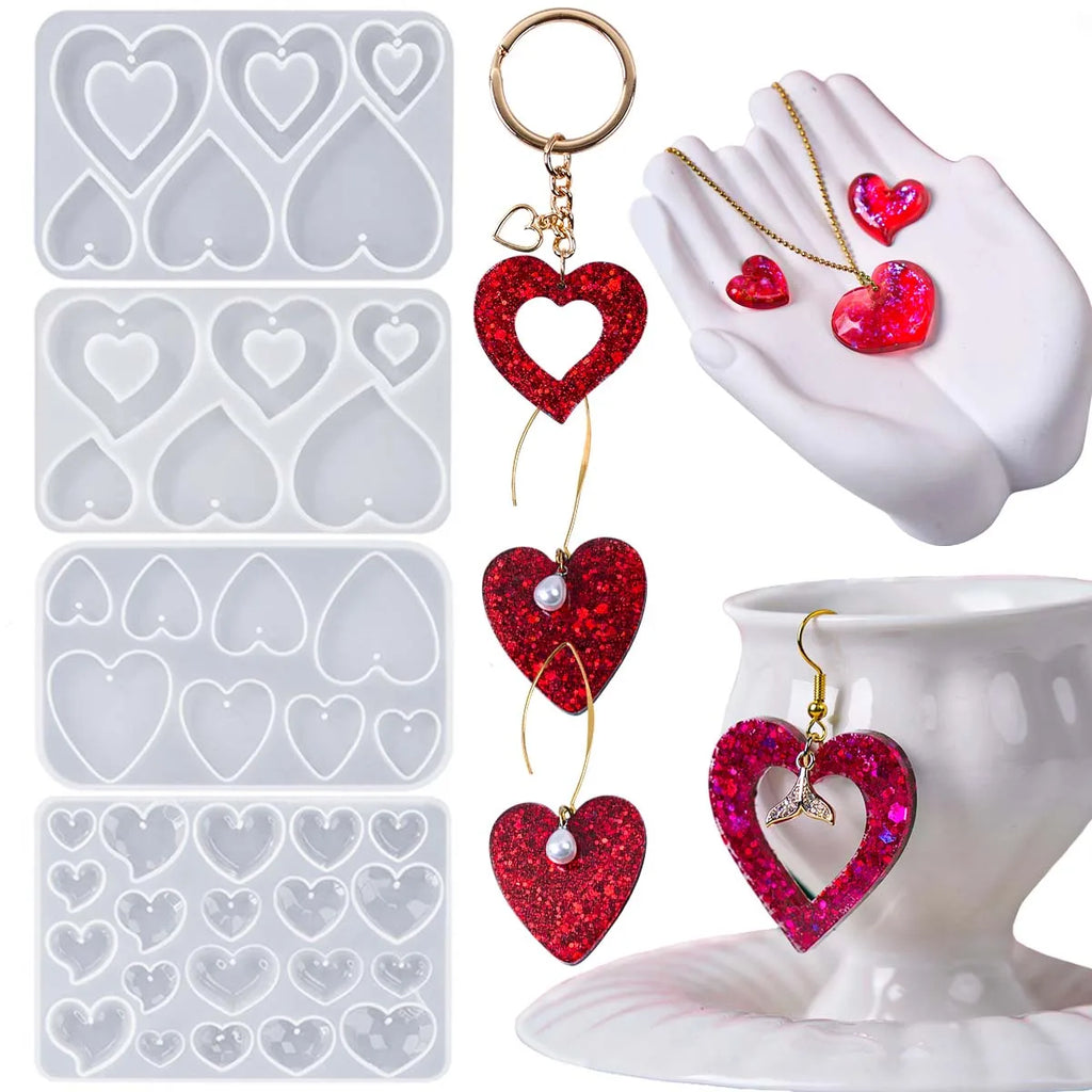 Heart Shape Earring Pendant Silicone Mold DIY Love Series Keychain Epoxy Resin Mold Valentine's Day Jewelry Making Accessories
