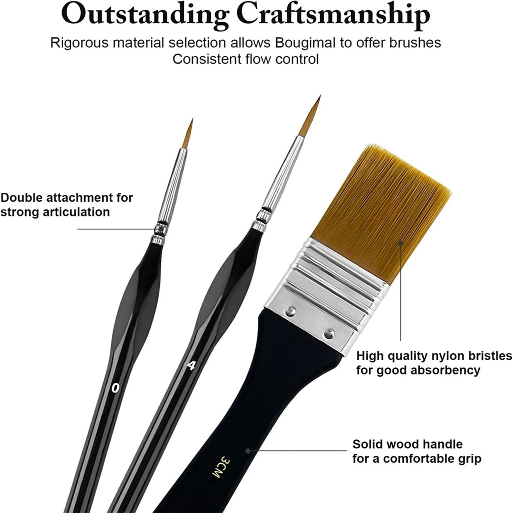 28/32 Pcs Paint Brushes for Acrylic Painting, Premium Nylon Bristles with Round, Filbert, Flat, Fan, Angle, Fine Detail Brush