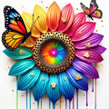 Cross Stitching Sets Sunflower Part Beads Embroidery Butterfly Craft Threads 11CT Printed Canvas Diy Kit Adults Wall Decoration