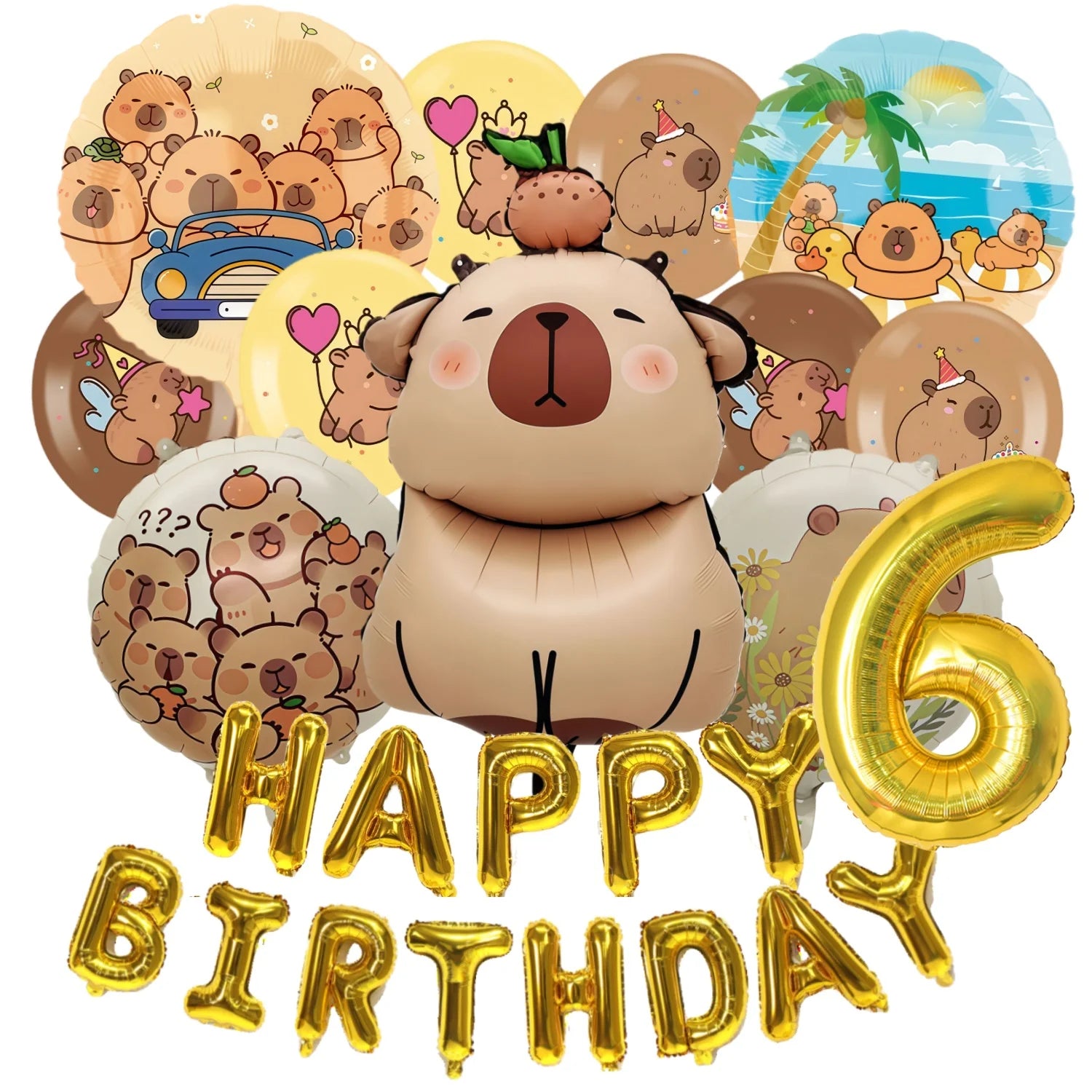 Child Capybara Balloons Capybara Party Decoration Balloons Aluminium Balloon Globos Baby Shower Capybara Party Favors Supplies
