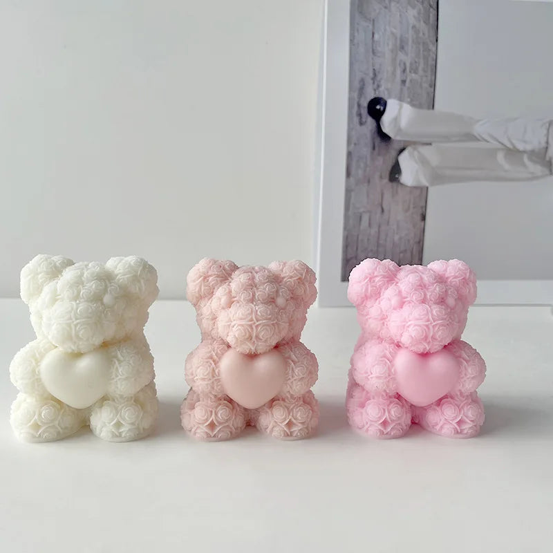 3D Bear Hug Love Silicone Candle Molds Diy Cute Bear Pet Candle Making Supplies Handmade Soap Plaster Resin Mold Home Decor Gift