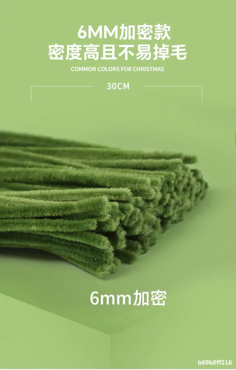 100pcs 30cm Chenille Stems Stick Cleaners Kids Educational Toys Handmade Colorful Chenille Stems Pipe for DIY Craft Supplies