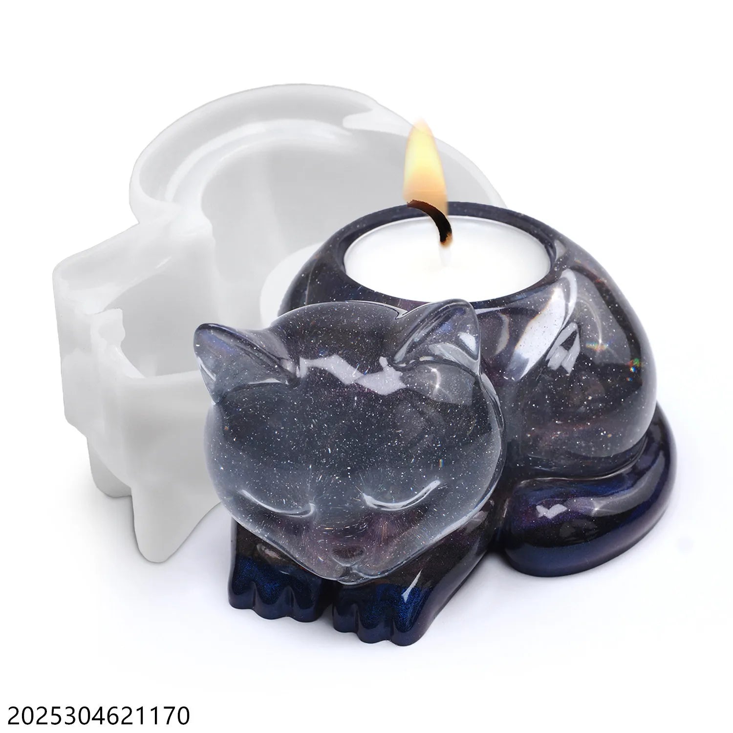 Sleeping Cat Memorial Silicone Mold for Resin Cat Candle Holder, Angel Animal Keepsake, Sympathy Gift, DIY Remembrance Craft