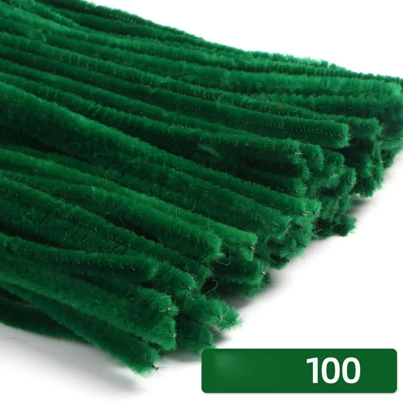 100pcs 30cm Chenille Stems Stick Cleaners Kids Educational Toys Handmade Colorful Chenille Stems Pipe for DIY Craft Supplies