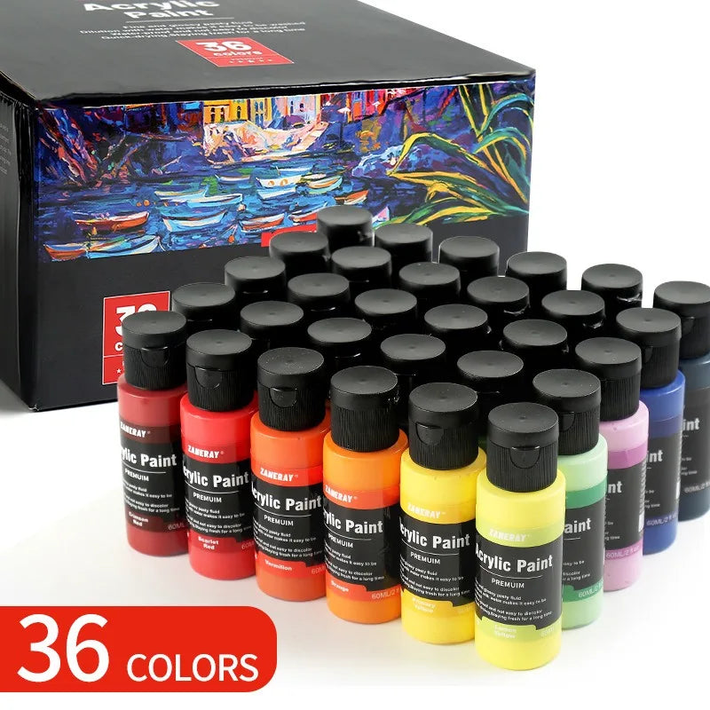 Acrylic Pigment Set 24/36 Colors 60ml Student Professional Art Painting Pigment Waterproof Pigment Hand-painted Wall Painting