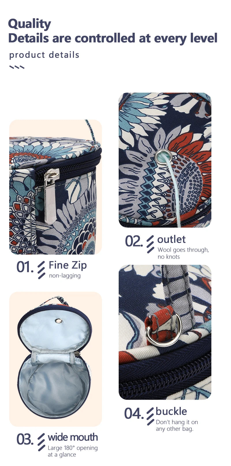 Hot New Small Yarn Storage Bag Empty Flower Knitting Tote Bag Waterproof Crochet Hooks Bag For Sewing Accessories Tools Gift