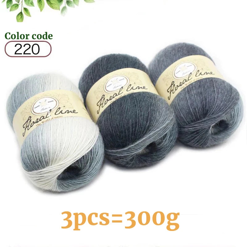 300g Rainbow Long Section Dyed Pattern Crochet Yarn Handmade DIY Knitting Colorful Fashion Outer Shawl Scarf Hat Sweater Yarn Ball 1 Piece = 3 Pieces = 300g