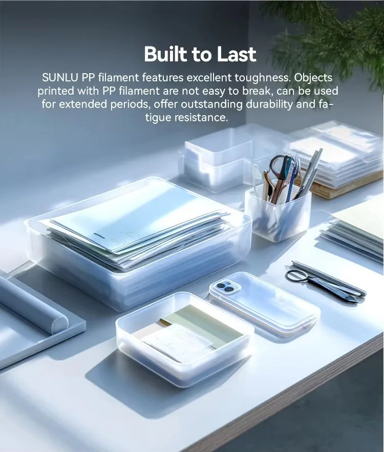 SUNLU 0.8KG PP 3D Filament 1.75mm 800g/Roll Filament Excellent Toughness Strong Fatigue Resistance Filament Fit Most FDM Printer