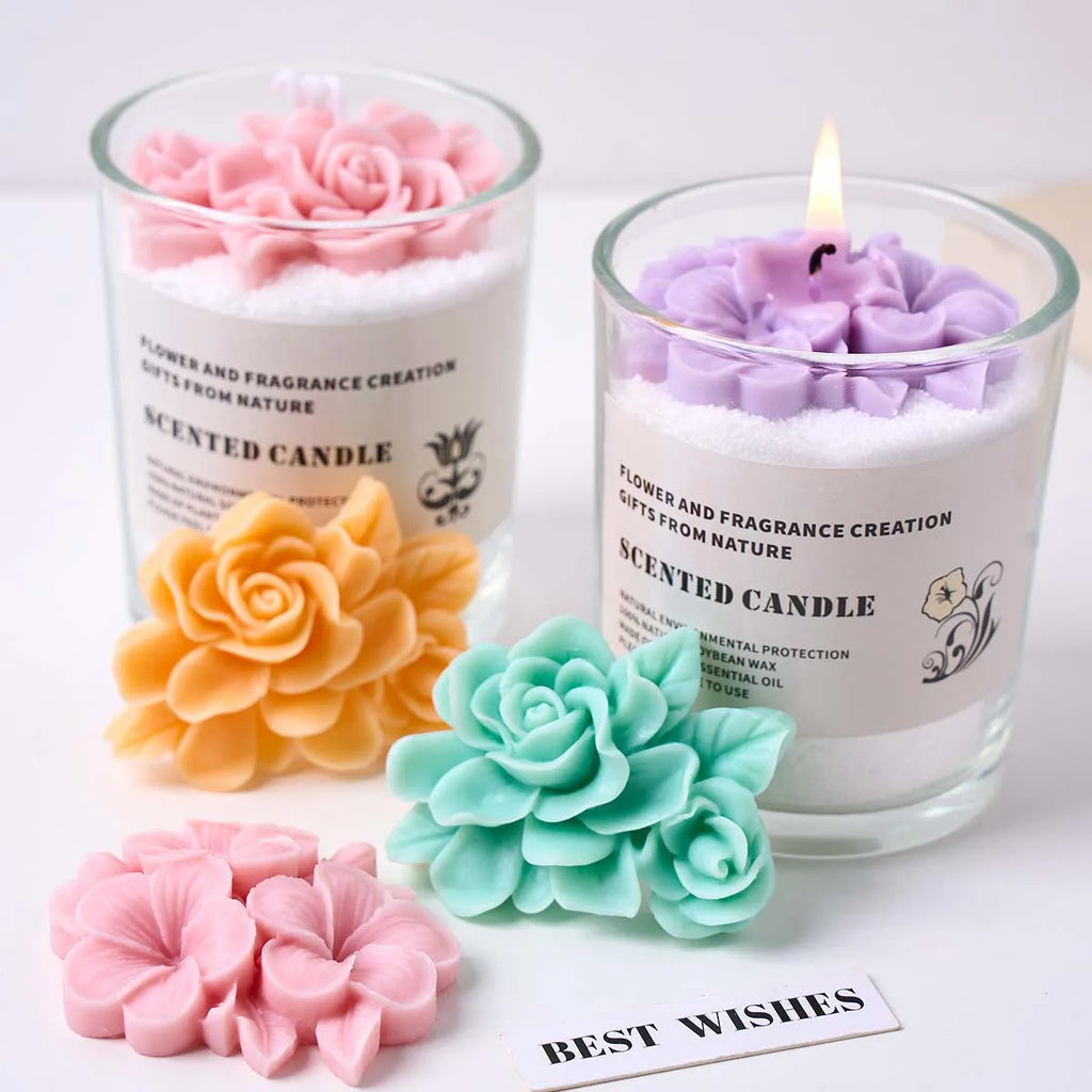 Frangipani Gardenia Flower Silicone Candle Mold DIY Handmade Soap Soy Wax Scented Candle Plaster Ornaments Molds Home Decor