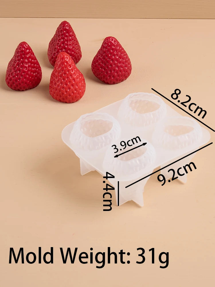 3D Strawberry Aromatherapy Candle Silicone Mold DIY Handmade Romantic Scented for Valentine's Day Party Home Decor Birthday Gift