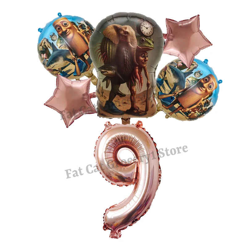 Italian Brainrot Birthday Balloons New Tralalero Tralala Digit 1-10 Ballons Gender Reveal Baby Shower Party Decoration Kids Gift