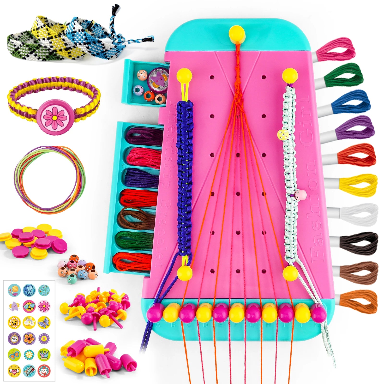 Handmade Knitting Tool Bracelet Crafting Kit, Children's DIY Friendship Bracelets and Necklaces