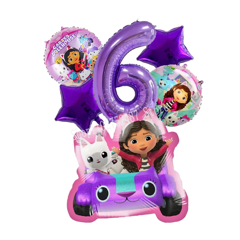 Gabby Dollhouses Birthday Balloons Girls New Anime Digit 1-10 Party Decoration Baby Shower Gender Reveal Ballons Kids Toys Gift