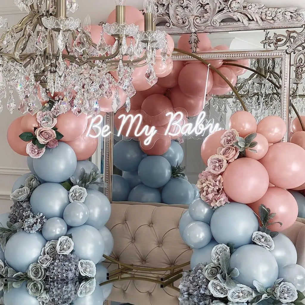 Pearl Blue Balloons Double Stuffed Baby Blue Balloons Garland Arch Kit for Birthday Baby Bridal Shower Wedding Party Decorations