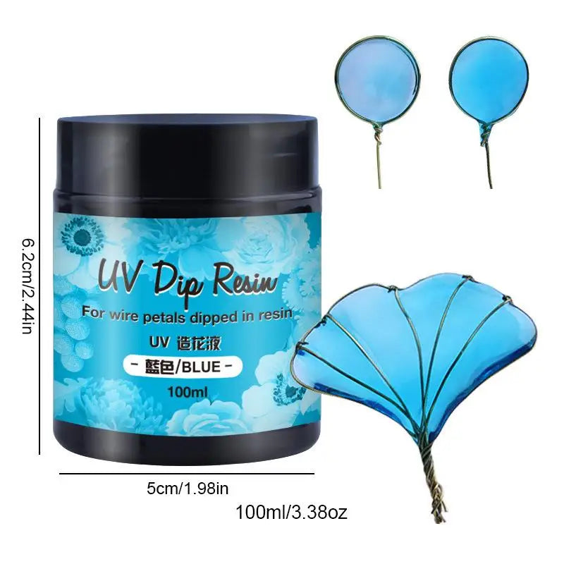 100ml UV DIP Resin Glue For Wire Flowers Colorful Liquid High Gloss Ultraviolet Curing Crystal UV Glue Jewelry Making